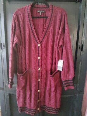 Eloquii Burgundy Cable-Knit Button Up Sweater Dress Sz XL NwT